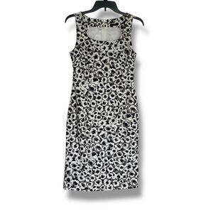 Peserico Sleeveless Black Gray Floral Sheath Dress Made In Italy Sz 42/US 10